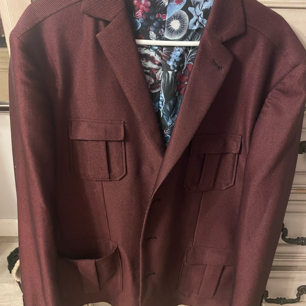 Paisley & Gray Maroon Blazer with Floral Lining